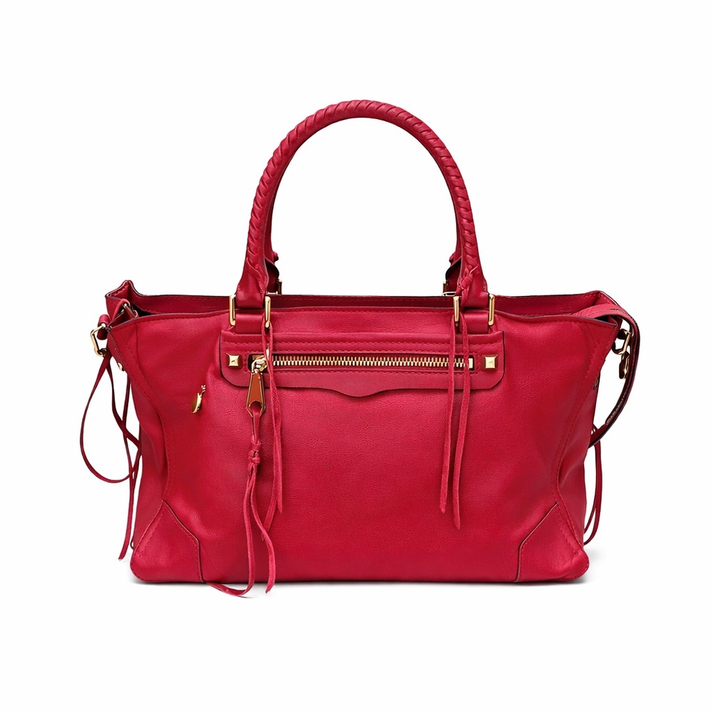 Rebecca Minkoff Burgundy Distressed Leather Boho Fringe SatchelTassel&Gold Leaf - Picture 3 of 8